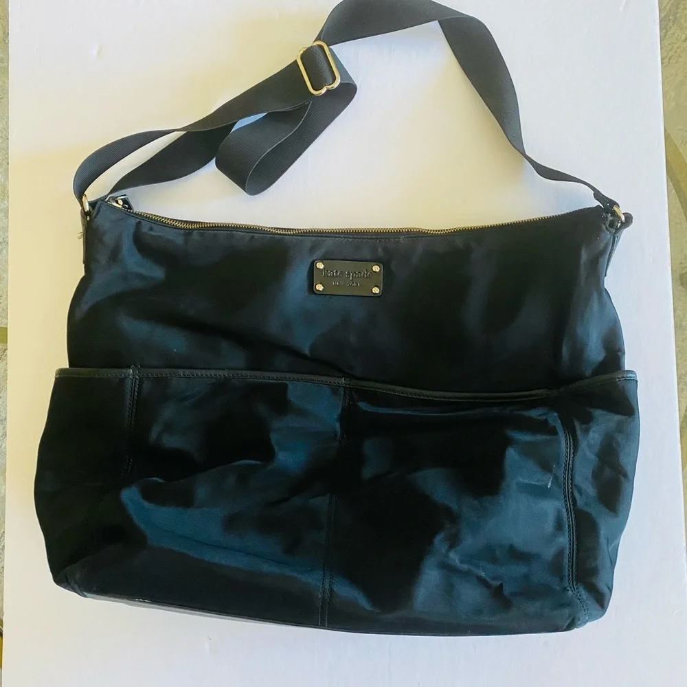 kate spade black nylon diaper bag